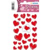 DECOR pegatinas corazones y letras plata en relieve 2 hojas.