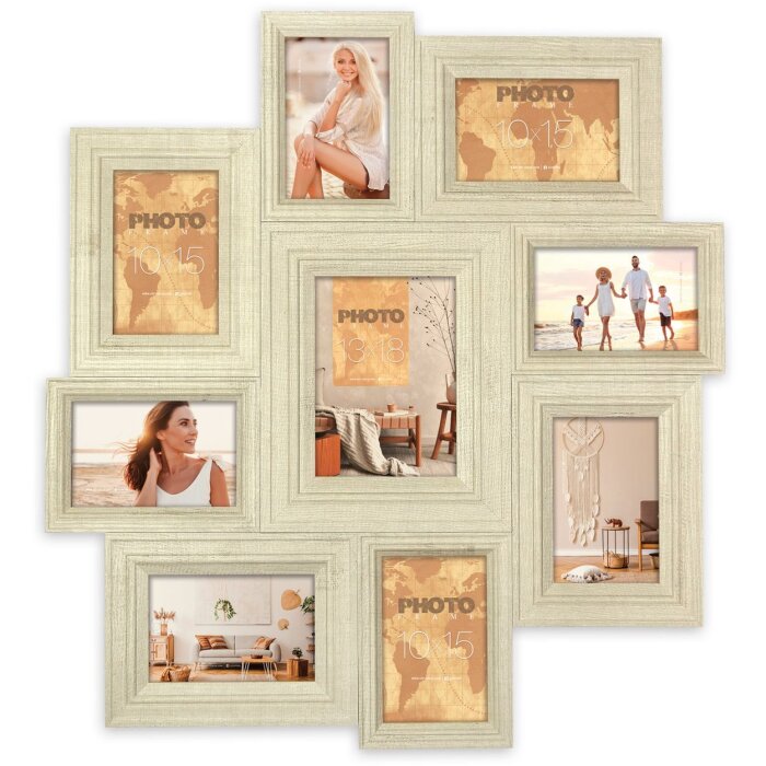 ZEP Marco de madera Doolin 9 fotos 10x15 cm y 13x18 cm (56,5x61,5 cm)