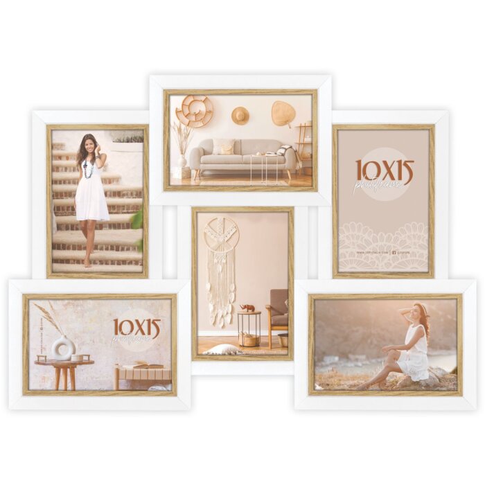 ZEP Marco de madera Ayas blanco 6 fotos 10x15 cm (45,5x32 cm)