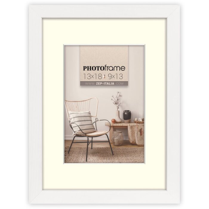 ZEP Marco de madera Malmo blanco 30x40 cm con Passepartout 20x30 cm