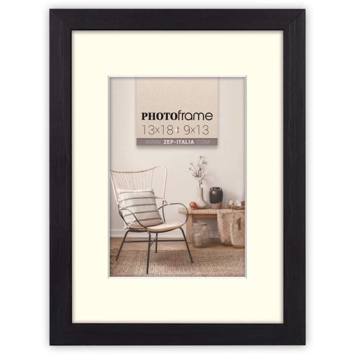 ZEP Marco de madera Malmo negro 20x30 cm con Passepartout 15x20 cm