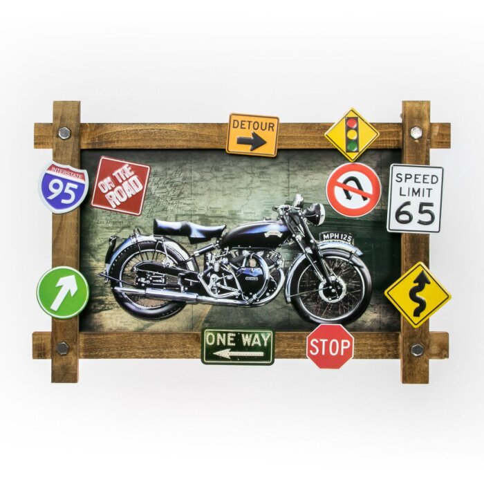 ZEP Decoración mural GALLUP 59x40x4 cm Motocicleta