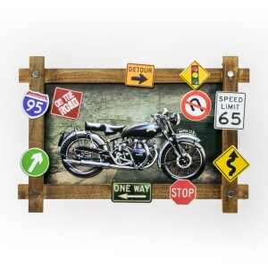 ZEP Decoración mural GALLUP 59x40x4 cm Motocicleta