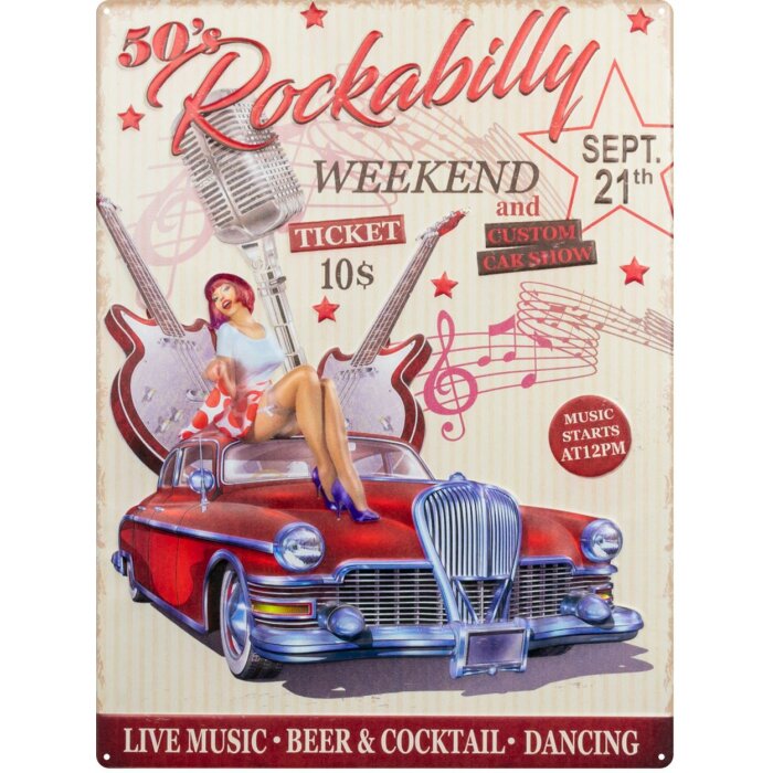 ZEP Cartel de hojalata ROCKABILLY 47x35x0,5 cm
