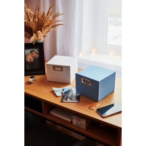HNFD Sawala caja de fotos 700 fotos 10x15 cm separadores acero azul
