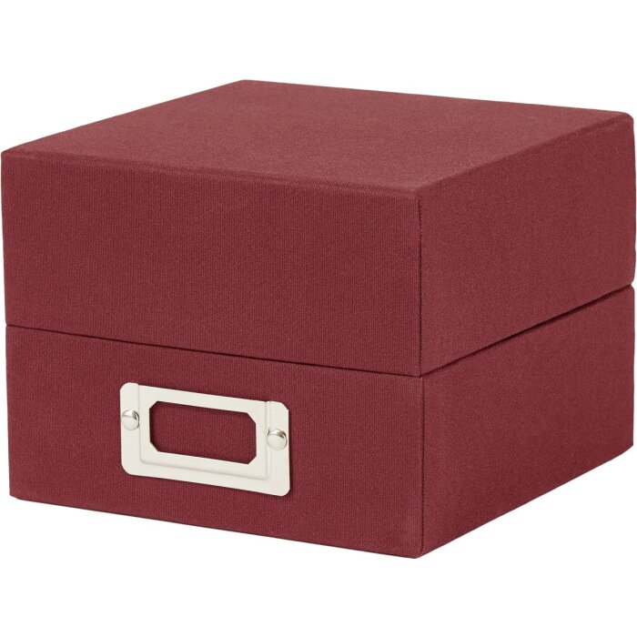 HNFD Caja de fotos de lino Sawala 700 fotos 10x15 cm con separadores Lino rojo
