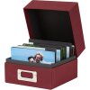 HNFD Caja de fotos de lino Sawala 700 fotos 10x15 cm con separadores Lino rojo