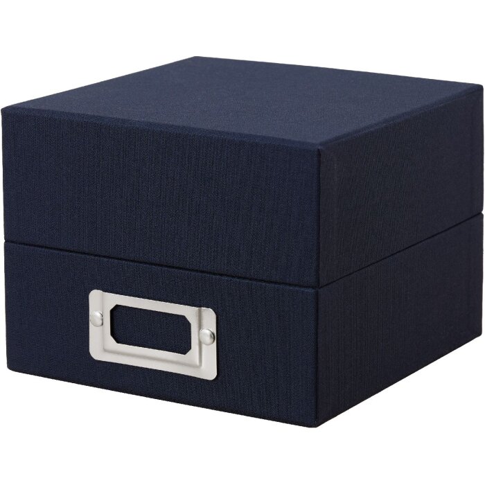 HNFD Caja de fotos de lino Sawala 700 fotos 10x15 cm con separadores Lino azul