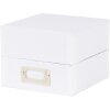 HNFD Caja de fotos de lino Sawala 700 fotos 10x15 cm con separadores Lino blanco