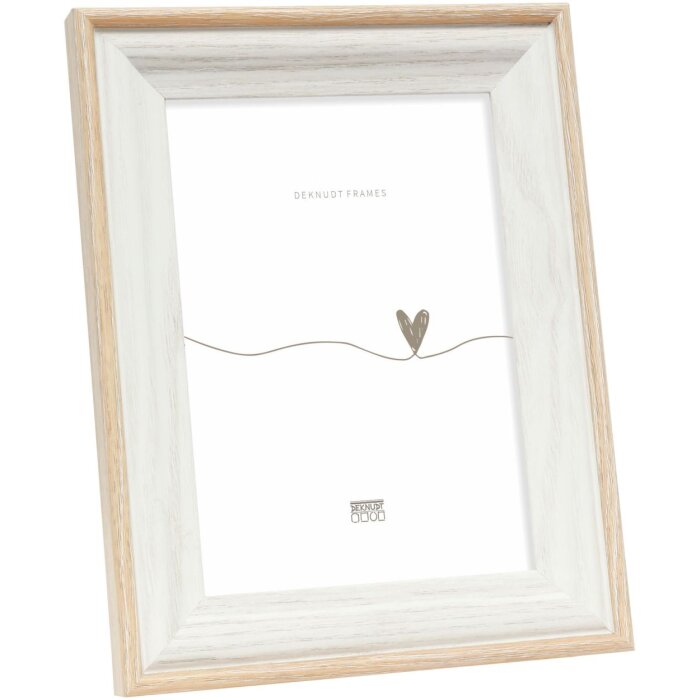 Marco de madera Deknudt S68VG1 blanco-naturaleza 10x15 cm