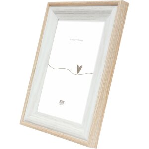 Marco de madera Deknudt S68VG1 blanco-naturaleza 10x15 cm