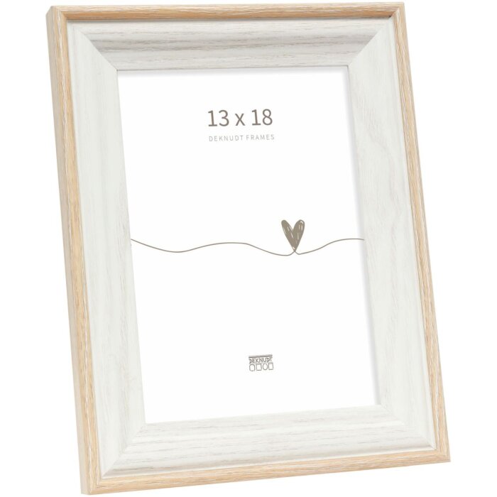Marco de madera Deknudt S68VG1 blanco-natural 13x18 cm