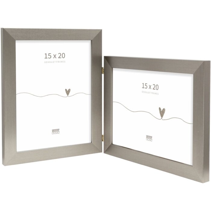 Deknudt marco doble marco plástico S41VD1 plata 2 fotos 15x20 cm