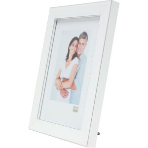 Marco de plástico Deknudt S41VK1 blanco con borde plateado 29,7x42 cm DIN A3