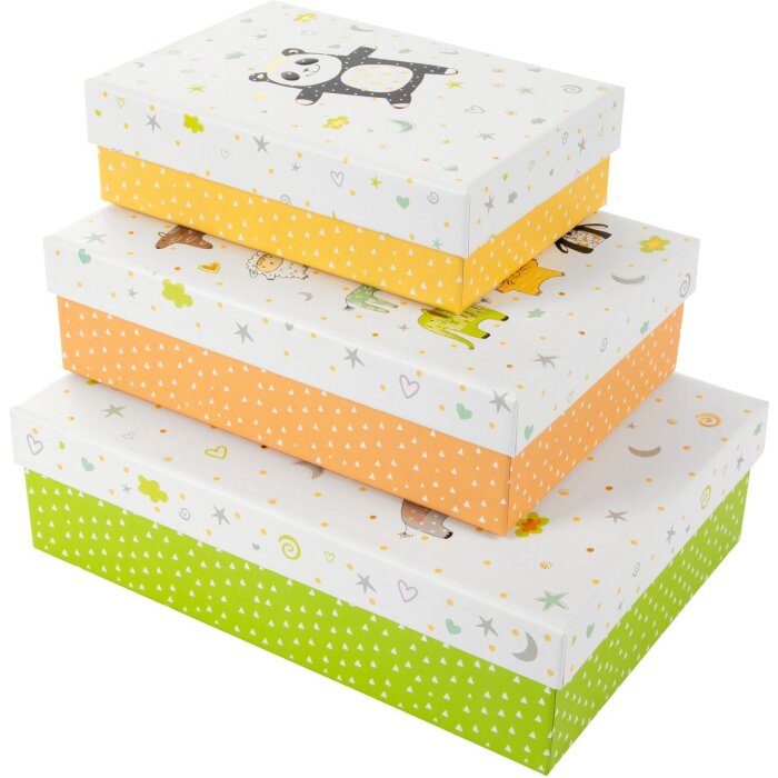 Goldbuch Juego de Cajas de Cartón Pirámide de Animales 3 Cajas de Cartón