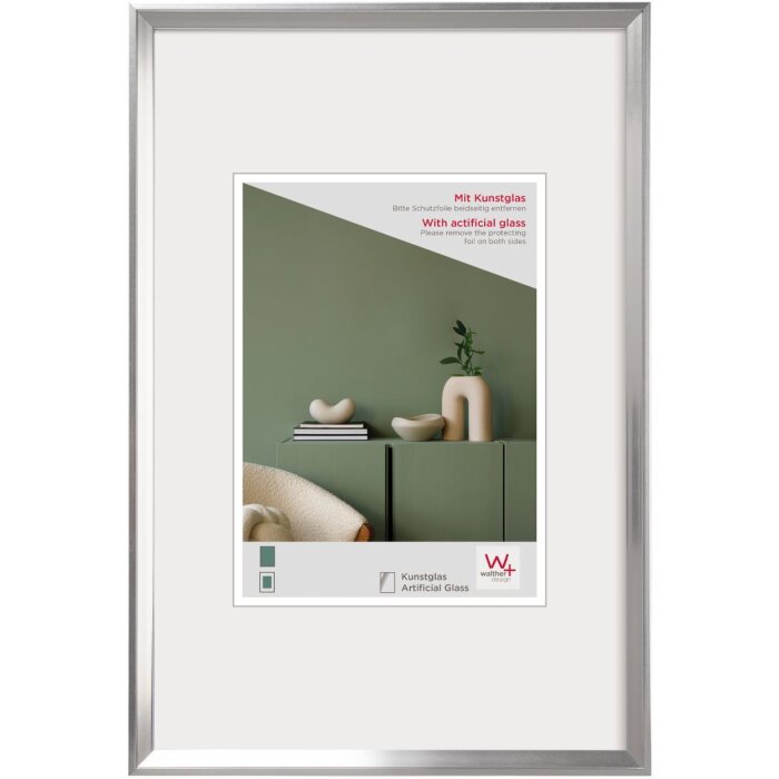 Marco de plástico Walther Desire plata 40x50 cm Cristal acrílico