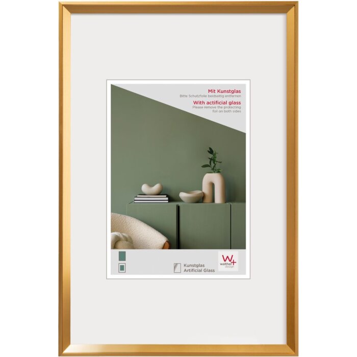 Marco de plástico Walther Desire oro 50x70 cm Cristal acrílico