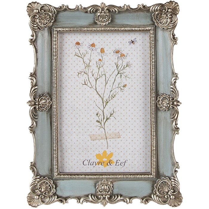Clayre & Eef 2F0995 Marco de fotos 15x2x20 cm Azul Diseño Vintage 10x15 cm