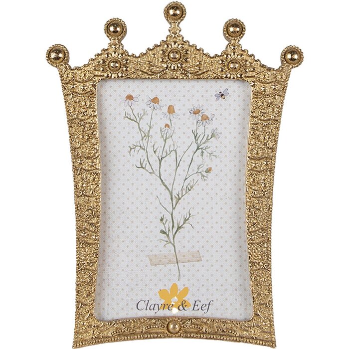 Clayre & Eef 2F1028 Marco de fotos 15x2x20 cm - 10x15 cm Corona dorada