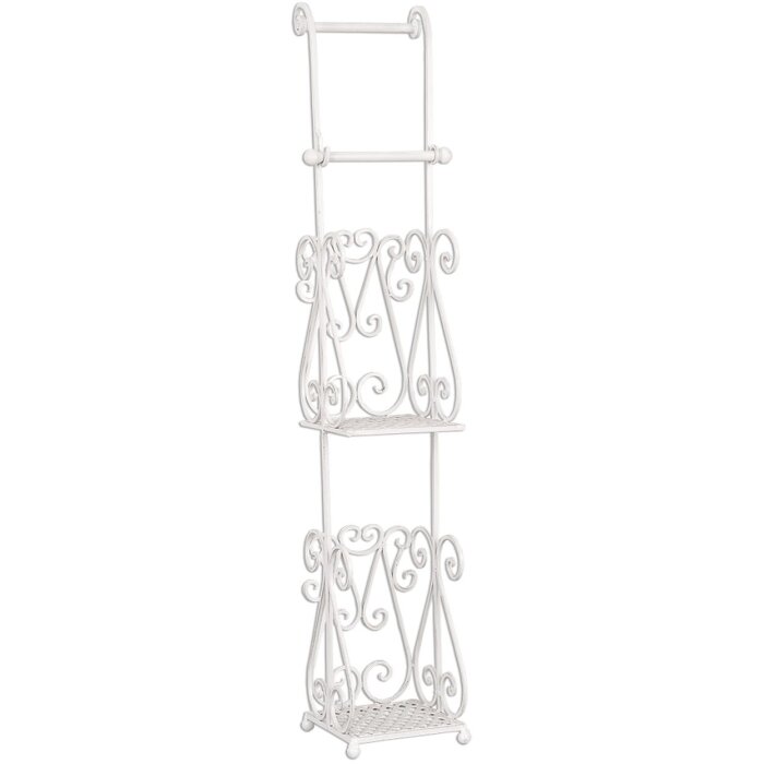 Clayre & Eef 4Y0232W Portarrollos Papel Higiénico 17x17x97 cm Blanco Rectángulo