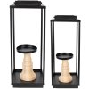 Clayre & Eef 50691 Candeleros (2 piezas) 15x15x50-57 - 15x15x40-46 cm Negro