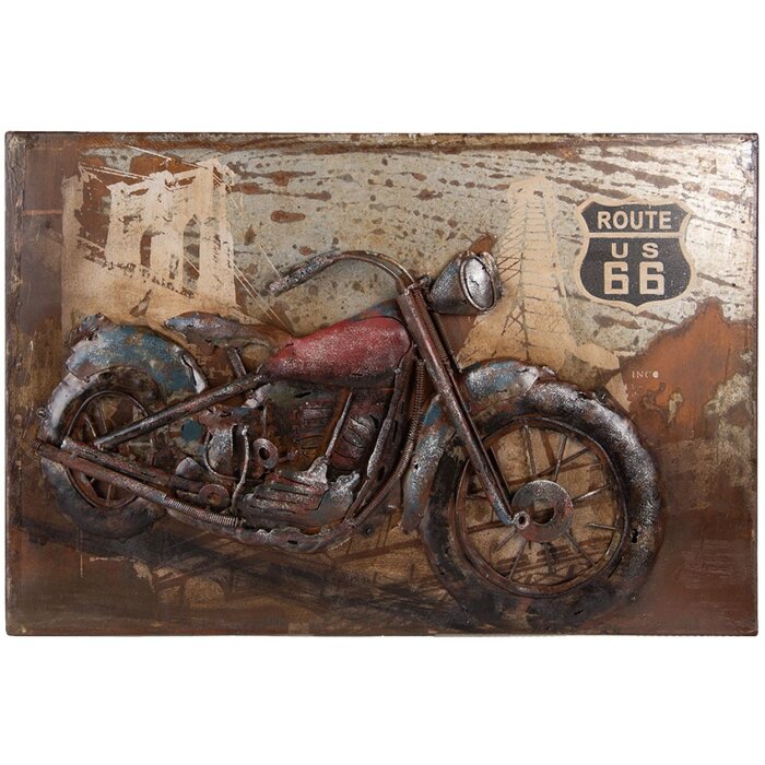 Clayre & Eef 5WA0189 Decoración mural Moto 60x4x40 cm Rectángulo marrón