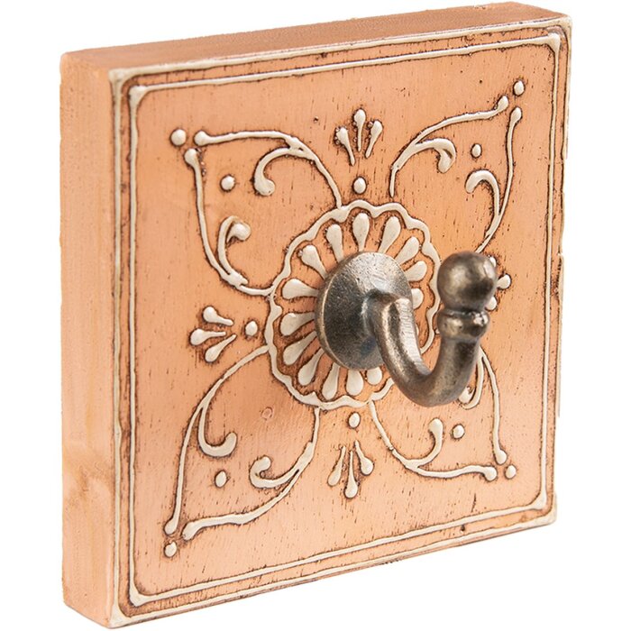 Clayre & Eef 65197 Gancho de Pared 10x6x10 cm Naranja Cuadrado