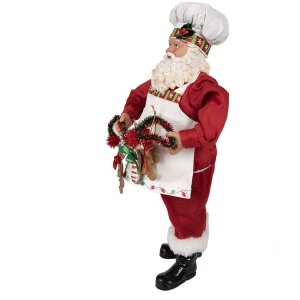 Clayre & Eef 65216 Decoración Papá Noel 16x8x28 cm Rojo