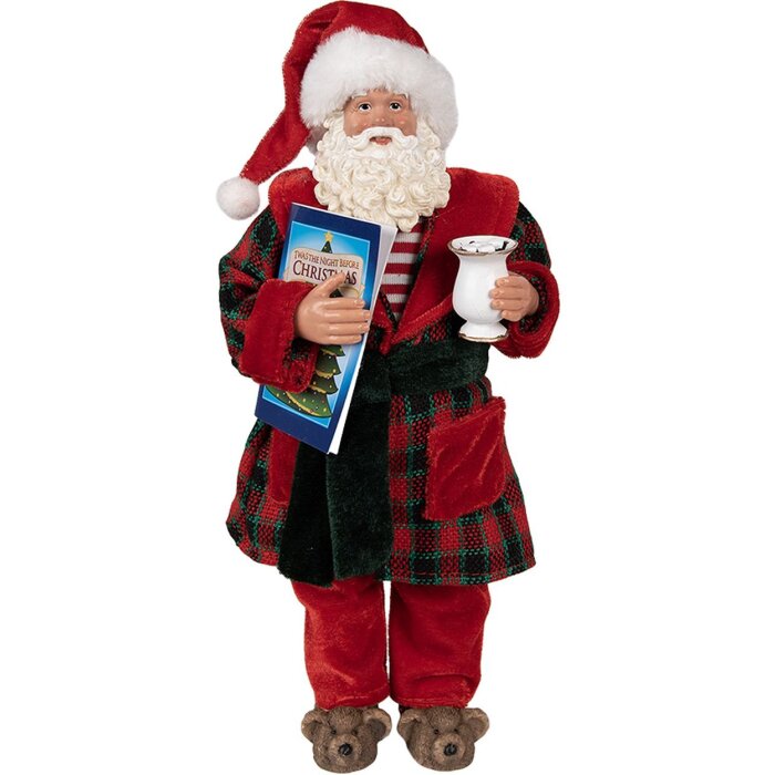 Clayre & Eef 65222 Decoración Papá Noel 16x8x28 cm Rojo