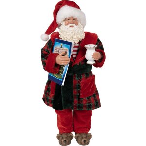 Clayre & Eef 65222 Decoración Papá Noel 16x8x28 cm Rojo