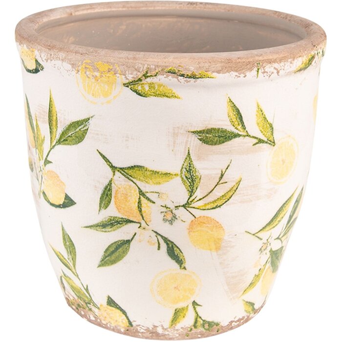 Clayre & Eef 6CE1532L Maceta Limones Amarillo Ø 17x16cm