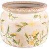 Clayre & Eef 6CE1535L Maceta Cerámica Ø 20x15 cm Amarillo Beige Vintage
