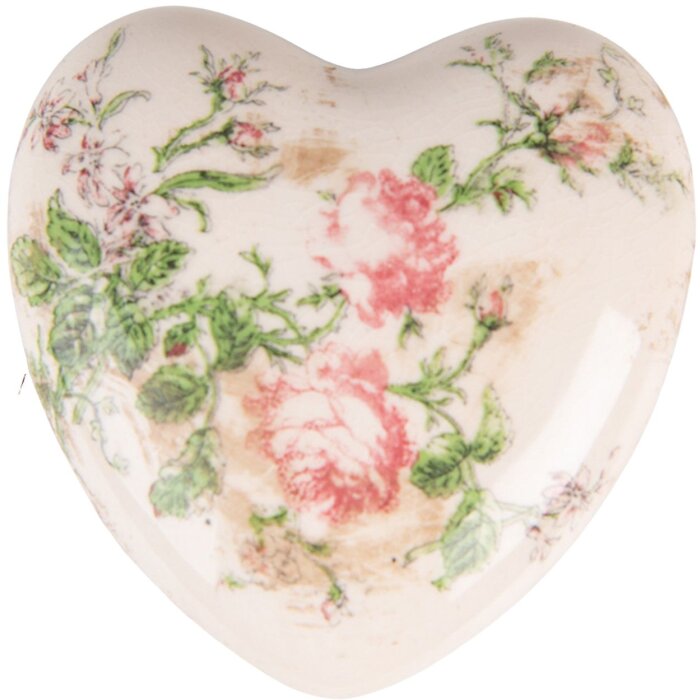 Clayre & Eef 6CE1542L Decoración Corazón 11x11x4 cm Rosa - Beige
