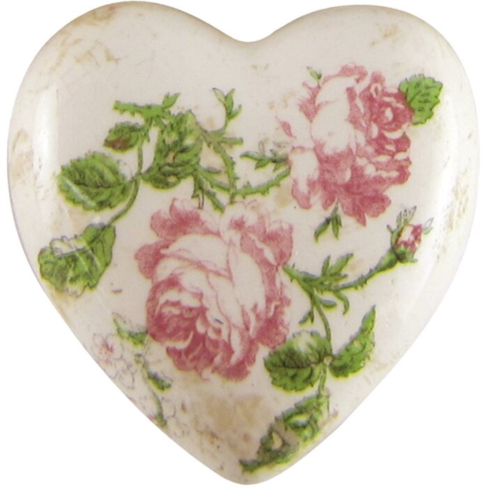 Clayre & Eef 6CE1542M Decoración Corazón 8x8x4 cm Rosa - Beige