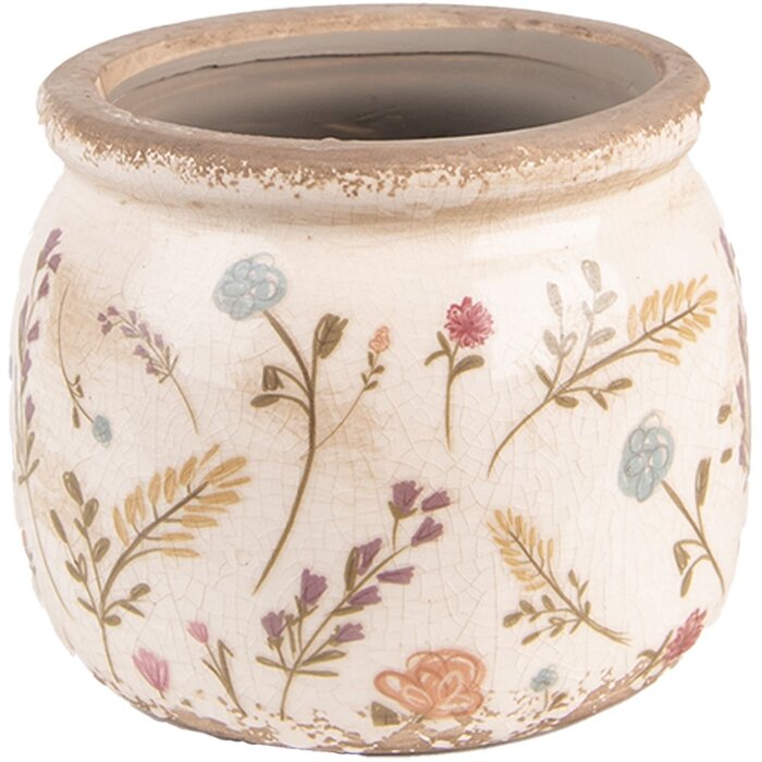 Clayre & Eef 6CE1551S Maceta decorativa Ø 12x9 cm Rosa - Verde