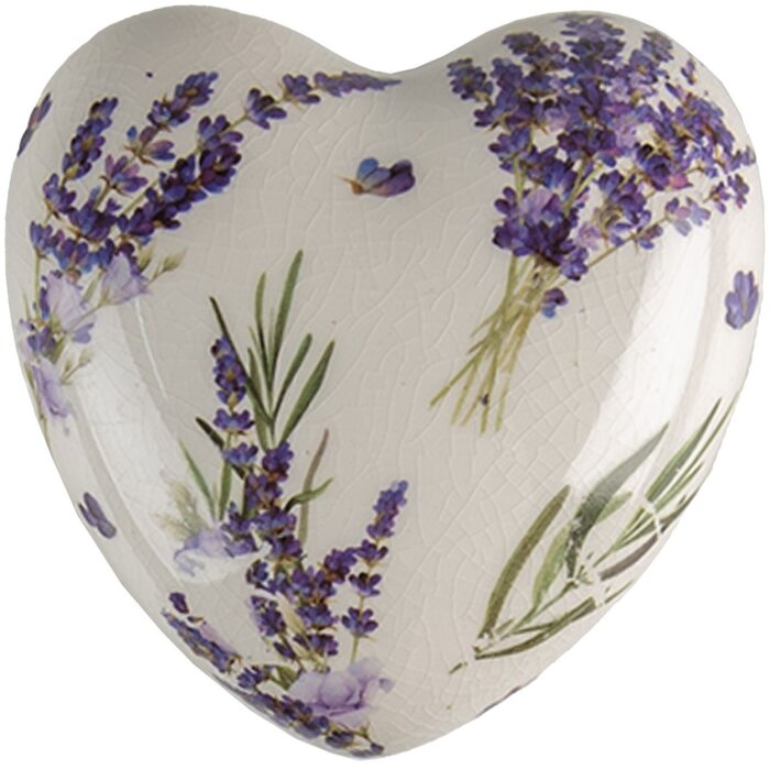 Clayre & Eef 6CE1554M Decoración Corazón 8x8x4 cm Violeta - Verde