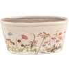 Clayre & Eef 6CE1557M Decoración Maceta 23x10x11 cm Rosa - Beige Ovalada