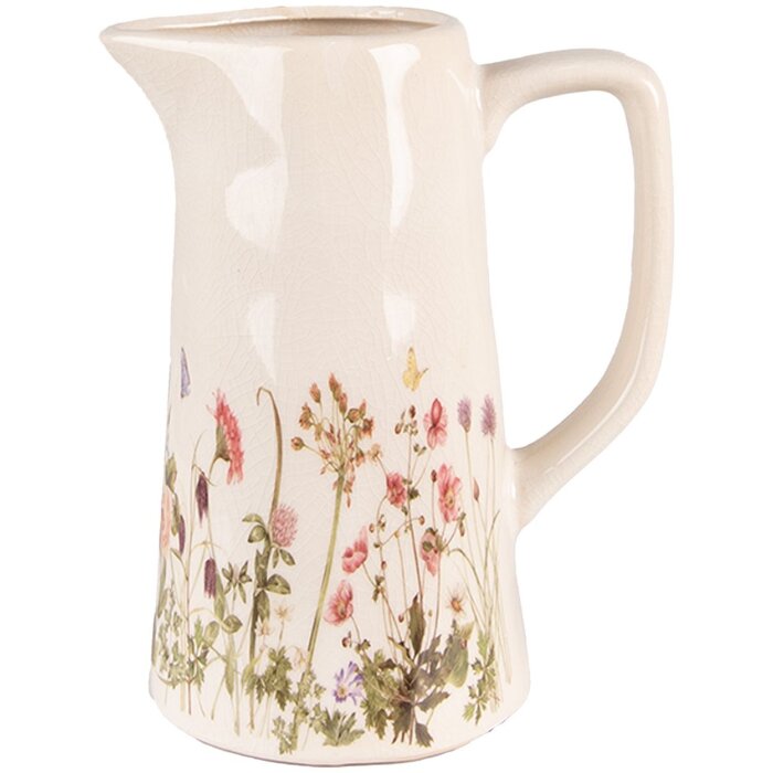 Clayre & Eef 6CE1558L Jarra Decoración Cerámica 20x13x25 cm Rosa Beige