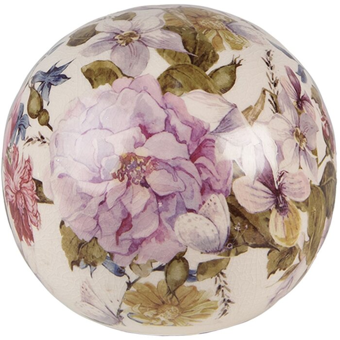 Clayre & Eef 6CE1560M Bola Decorativa Cerámica Rosa Beige Ø 12x11 cm Redonda