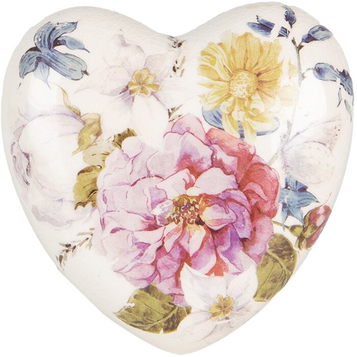 Clayre & Eef 6CE1561M Decoración Corazón 8x8x4 cm Rosa - Beige