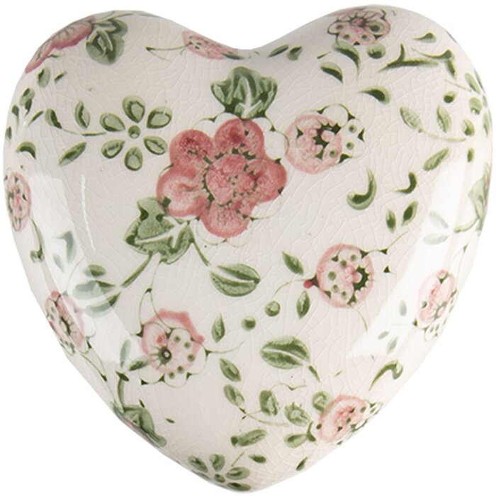 Clayre & Eef 6CE1565L Decoración Corazón 11x11x4 cm Rosa - Beige