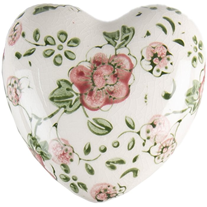 Clayre & Eef 6CE1565M Decoración Corazón Rosa Beige 8x8x4 cm Cerámica Antigua