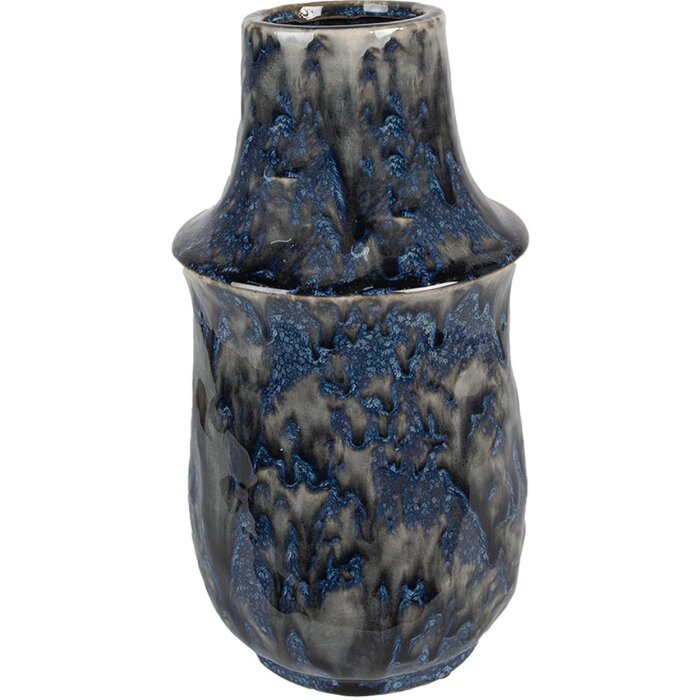 Clayre & Eef 6CE1571M Jarrón decorativo Ø 13x25 cm Azul