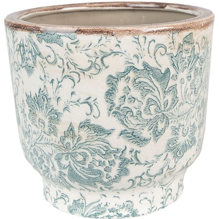 Clayre & Eef 6CE1574M Maceta decorativa Ø 17x15 cm Verde - Beige