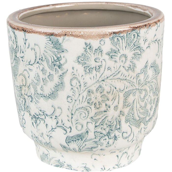 Clayre & Eef 6CE1574S Maceta decorativa Ø 15x14 cm Verde - Beige