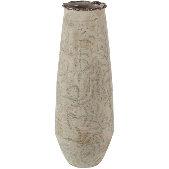 Clayre & Eef 6CE1576L Jarrón decorativo Ø 14x40 cm Verde - Beige