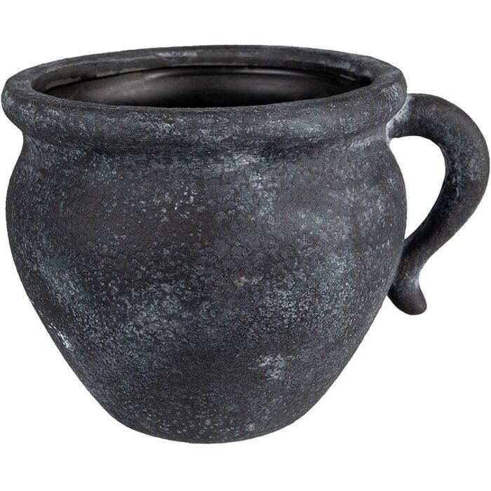 Clayre & Eef 6CE1580 Maceta Cerámica Gris 20x16x14 cm con Asa