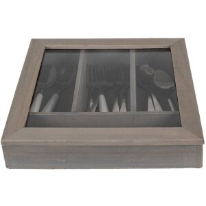Clayre & Eef 6H1583G Cubertero 30x30x8 cm Gris Cuadrado