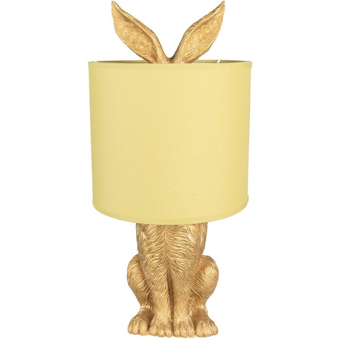 Clayre & Eef 6LMC0013GOY Lámpara de mesa Rabbit Oro Ø20x43cm E27 hasta 60W