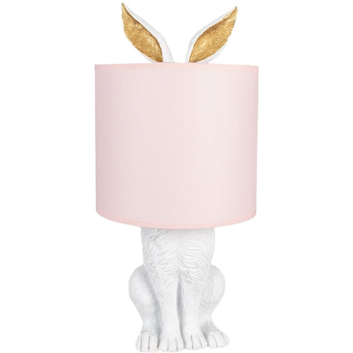 Clayre & Eef 6LMC0013WP Sobremesa Conejo Ø20x43 cm E27 60W Blanco Rosa